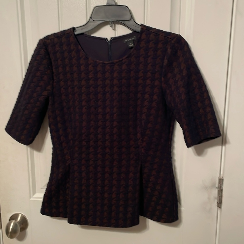 Ann Taylor Navy Peplum Top Size XS